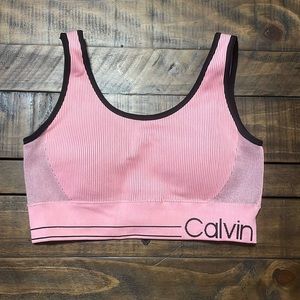 Pink & Black Calvin Klein Performance Sports Bra